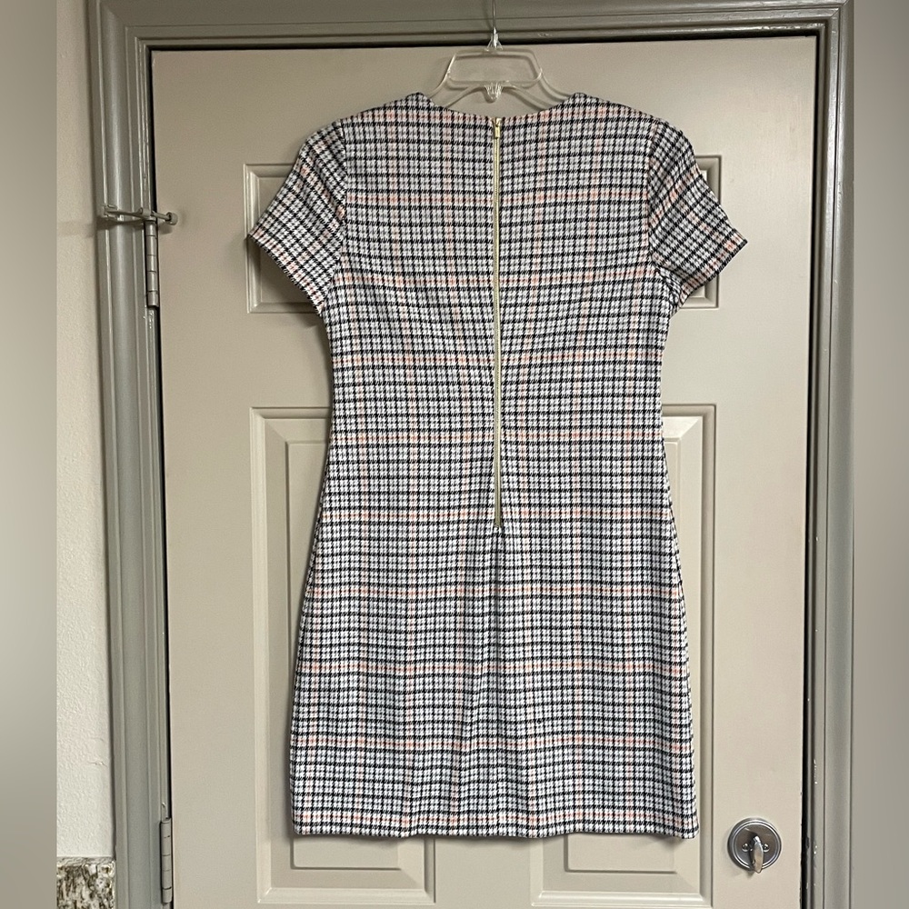 Calvin Klein Women's Checkered Mini Dress - Black, Cream and Orange - Picture 2 of 8